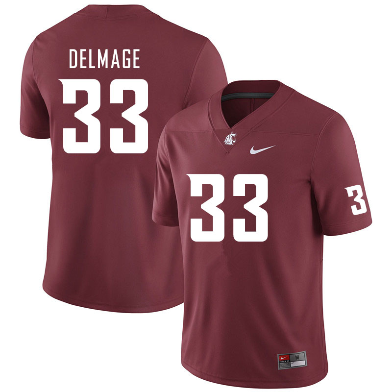 Men #33 Mitchell Delmage Washington State Cougars College Football Jerseys Sale-Crimson
